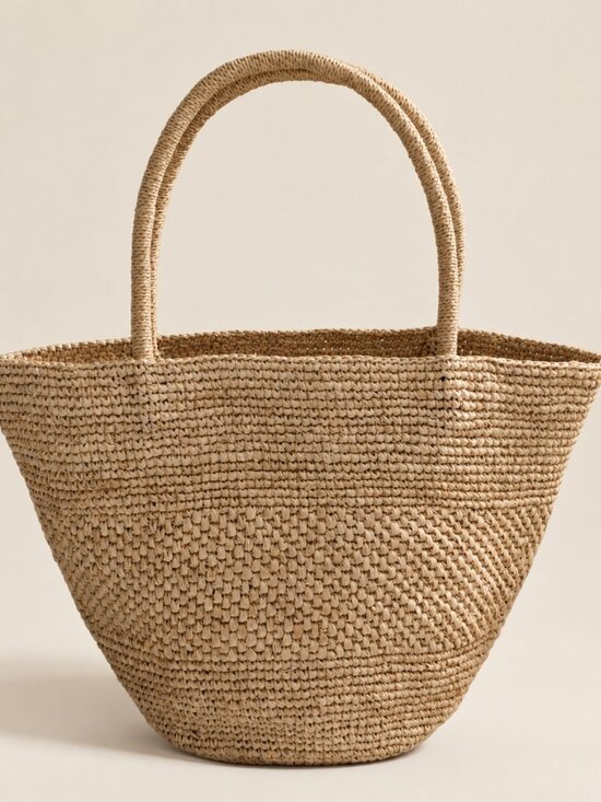 Handbags - Handwoven Raffia Tote Bag - Natural Woven Everyday Tote